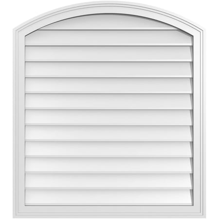 Arch Top Surface Mount PVC Gable Vent: Functional, W/ 2W X 1-1/2P Brickmould Frame, 32W X 36H